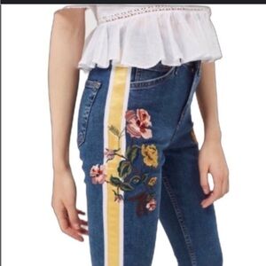 Topshop Moto Jamie Floral Stripe Jeans